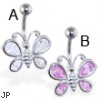 Large jeweled butterfly belly ring