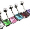 Large jeweled square belly ring