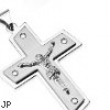 Large Stainless Steel Double Tier Jesus Christ Cross Pendant