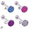 Leopard print logo tongue ring, 14 ga