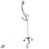 Lizard belly ring with dangling tail on chain