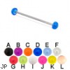 Long barbell (industrial barbell) with acrylic half balls, 14 ga