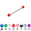 Long barbell (industrial barbell) with acrylic jeweled balls, 12 ga