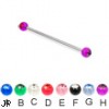 Long barbell (industrial barbell) with acrylic jeweled balls, 14 ga