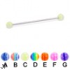 Long barbell (industrial barbell) with acrylic layered balls, 16 ga