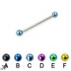 Long barbell (industrial barbell) with colored balls, 12 ga