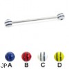 Long barbell (industrial barbell) with double striped balls, 14 ga