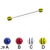 Long barbell (industrial barbell) with double striped balls, 16 ga