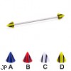 Long barbell (industrial barbell) with double striped cones, 16 ga