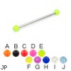 Long barbell (industrial barbell) with glitter balls, 12 ga