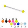 Long barbell (industrial barbell) with glitter balls, 14 ga