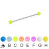 Long barbell (industrial barbell) with glow-in-the-dark balls, 16 ga