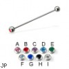 Long Barbell (Industrial Barbell) with Jeweled Balls, 16 Ga