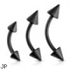 Matte Black Over Surgical Steel Eyebrow Curve Barbell W/ Cone Ends