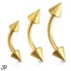 Matte Gold Over Surgical Steel Eyebrow Curve Barbell W/ Cone Ends
