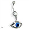 Mediterranean Blue Eye of Protection Belly Ring Steel with CZ