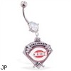Mspiercing Belly Ring with Official Licensed MLB Charm, Cincinnati Reds