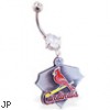 Mspiercing Belly Ring with Official Licensed MLB Charm, St. Louis Cardinals