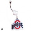 Mspiercing Belly Ring with Official Licensed NCAA Charm, Ohio State Buckeyes