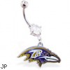 Mspiercing Belly Ring With Official Licensed NFL Charm, Baltimore Ravens