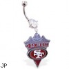 Mspiercing Belly Ring with Official Licensed NFL Charm, San Francisco 49Ers