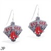 Mspiercing Sterling Silver Earrings With Official Licensed Pewter MLB Charms, Boston Red Sox