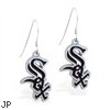 Mspiercing Sterling Silver Earrings With Official Licensed Pewter MLB Charms, Chicago White Sox