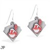 Mspiercing Sterling Silver Earrings With Official Licensed Pewter MLB Charms, Cleveland Indians