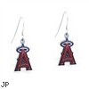 Mspiercing Sterling Silver Earrings With Official Licensed Pewter MLB Charms, Los Angeles Angels