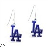 Mspiercing Sterling Silver Earrings With Official Licensed Pewter MLB Charms, Los Angeles Dodgers