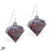 Mspiercing Sterling Silver Earrings With Official Licensed Pewter MLB Charms, Minnesota Twins