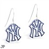 Mspiercing Sterling Silver Earrings With Official Licensed Pewter MLB Charms, New York Yankees