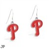 Mspiercing Sterling Silver Earrings With Official Licensed Pewter MLB Charms, Philadelphia Phillies