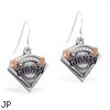 Mspiercing Sterling Silver Earrings With Official Licensed Pewter MLB Charms, San Francisco Giants