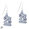 Mspiercing Sterling Silver Earrings With Official Licensed Pewter MLB Charms, St. Louis Cardinals