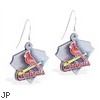 Mspiercing Sterling Silver Earrings With Official Licensed Pewter MLB Charms, St. Louis Cardinals