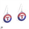 Mspiercing Sterling Silver Earrings With Official Licensed Pewter MLB Charms, Texas Rangers