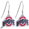 Mspiercing Sterling Silver Earrings With Official Licensed Pewter NCAA Charm, Ohio State Buckeyes