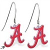 Mspiercing Sterling Silver Earrings With Official Licensed Pewter NCAA Charm, University Of Alabama 