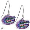 Mspiercing Sterling Silver Earrings With Official Licensed Pewter NCAA Charm, University Of Florida 