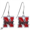 Mspiercing Sterling Silver Earrings With Official Licensed Pewter NCAA Charm, University Of Nebraska