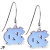 Mspiercing Sterling Silver Earrings With Official Licensed Pewter NCAA Charm, University Of North Ca