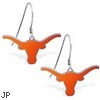 Mspiercing Sterling Silver Earrings With Official Licensed Pewter NCAA Charm, University Of Texas Lo