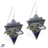 Mspiercing Sterling Silver Earrings With Official Licensed Pewter NFL Charm, Baltimore Ravens