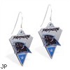 Mspiercing Sterling Silver Earrings With Official Licensed Pewter NFL Charm, Carolina Panthers