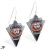 Mspiercing Sterling Silver Earrings With Official Licensed Pewter NFL Charm, Chicago Bears