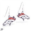 Mspiercing Sterling Silver Earrings With Official Licensed Pewter NFL Charm, Denver Broncos