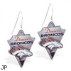 Mspiercing Sterling Silver Earrings With Official Licensed Pewter NFL Charm, Denver Broncos