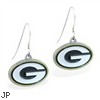 Mspiercing Sterling Silver Earrings With Official Licensed Pewter NFL Charm, Green Bay Packers