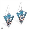 Mspiercing Sterling Silver Earrings With Official Licensed Pewter NFL Charm, Miami Dolphins